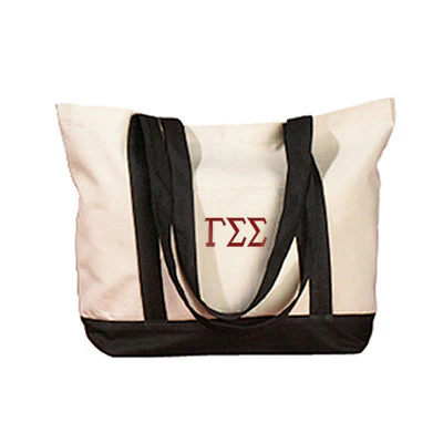 Gamma Sigma Sigma Canvas Boat Tote, 1-Color Greek Letters - BE004 - EMB