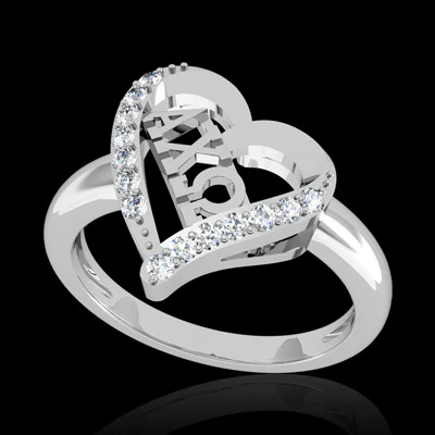 Alpha Chi Omega Sorority Heart Ring - GSTC-R002