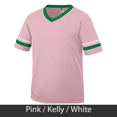 Alpha Epsilon Phi V-Neck Jersey with Striped Sleeves - 360 - TWILL - Image 21