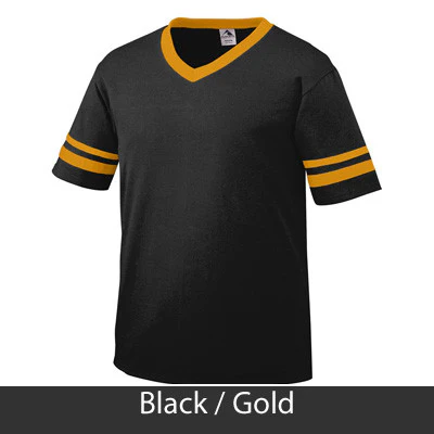 Alpha Omicron Pi V-Neck Jersey with Striped Sleeves - 360 - TWILL - Image 2