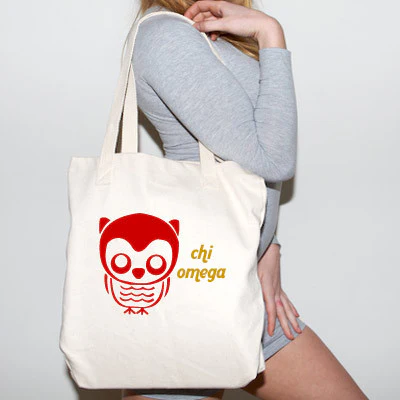 Chi Omega Budget Tote, Printed Mascot - CAD