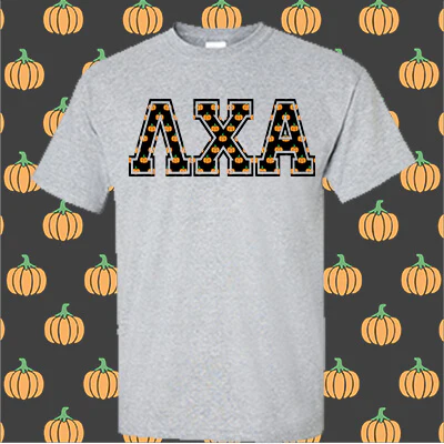 Greek Limited Edition Halloween Pumpkin Lettered T-shirt - Gildan 5000 - DIG - Image 2