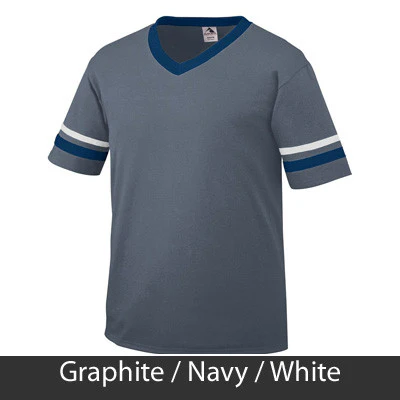 Sigma Delta Tau V-Neck Jersey with Striped Sleeves - 360 - TWILL - Image 8