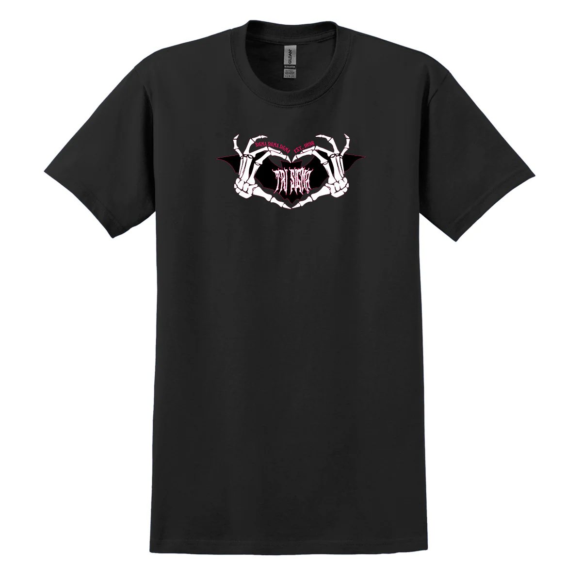 Sorority Cotton T-Shirt, Skeleton Heart Design